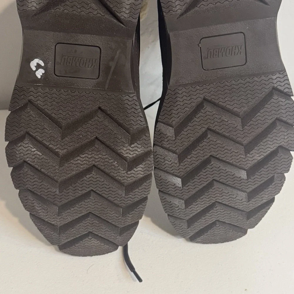 Khombu Mens Tall Winter Thermo Lite Fuzzy Lining Brown Green Boots Size 12M NEW